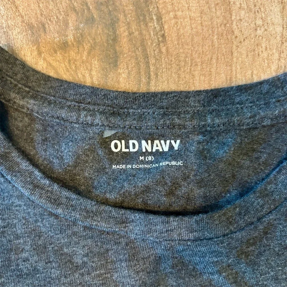Old Navy Girls Graphic T-Shirt Heather Gray Candy Cane Heart Christmas M